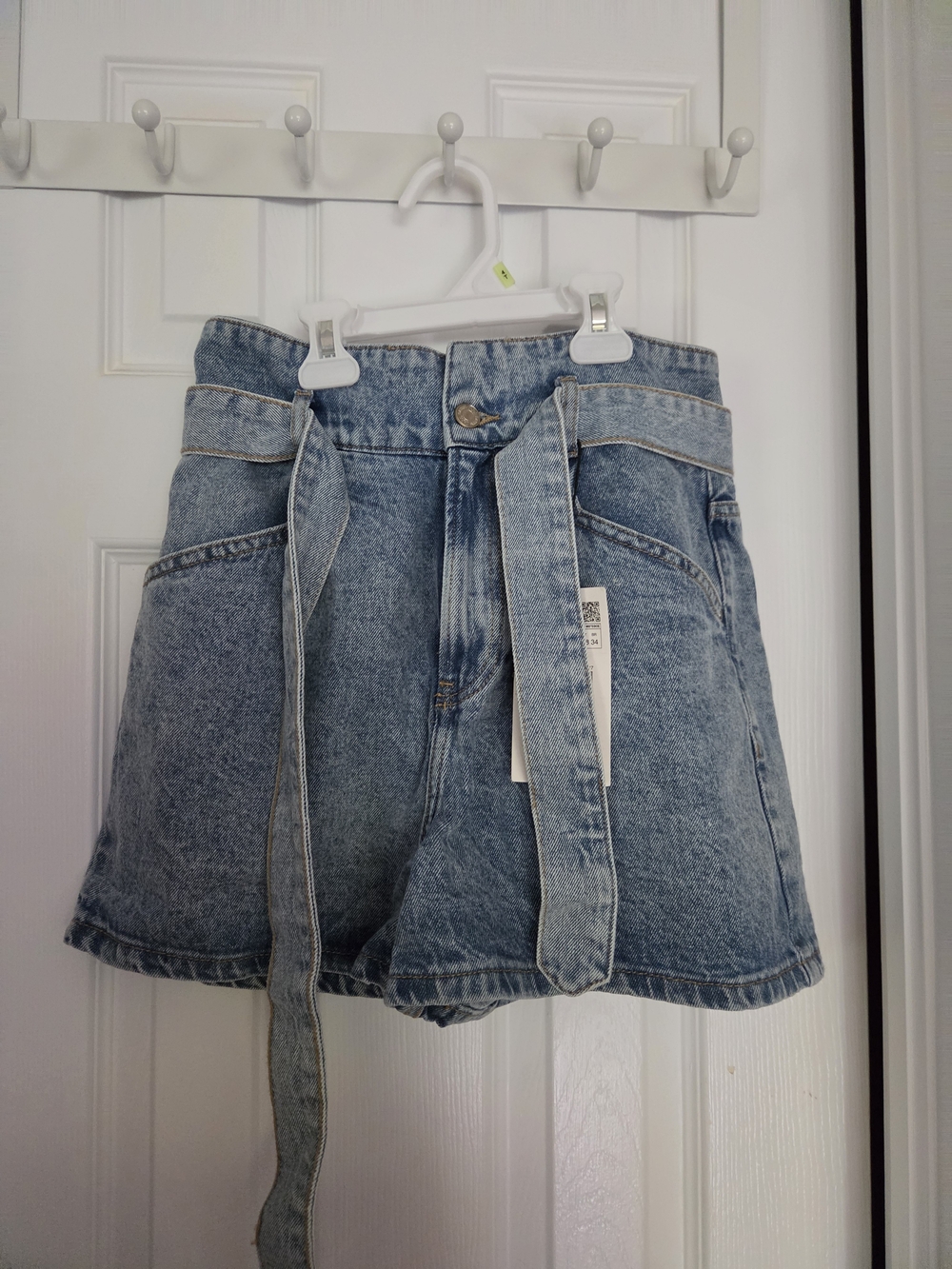 Zara Light Blue High-Waist Denim Shorts with Self Tie